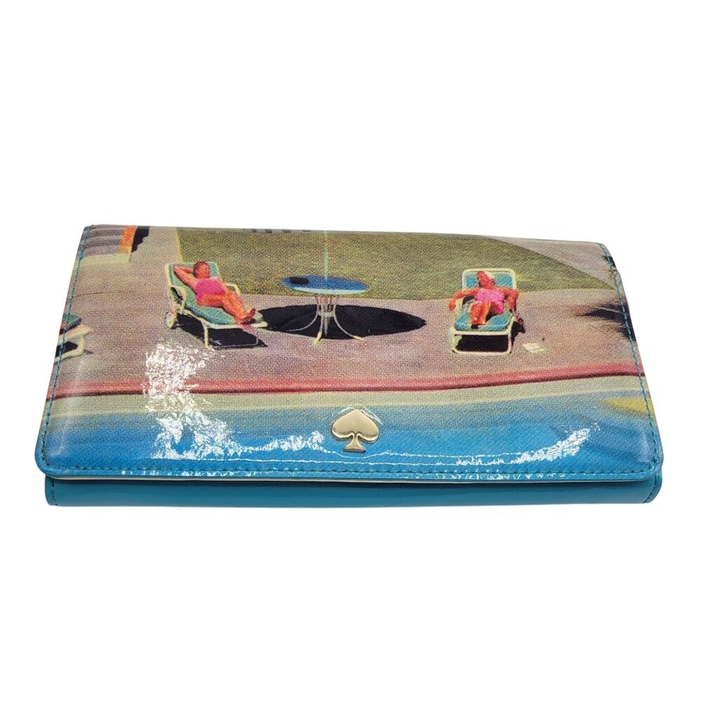 Kate Spade Poolside Wish You We’re Here Dive In Wallet Poolside Print *READ* - Picture 3 of 13